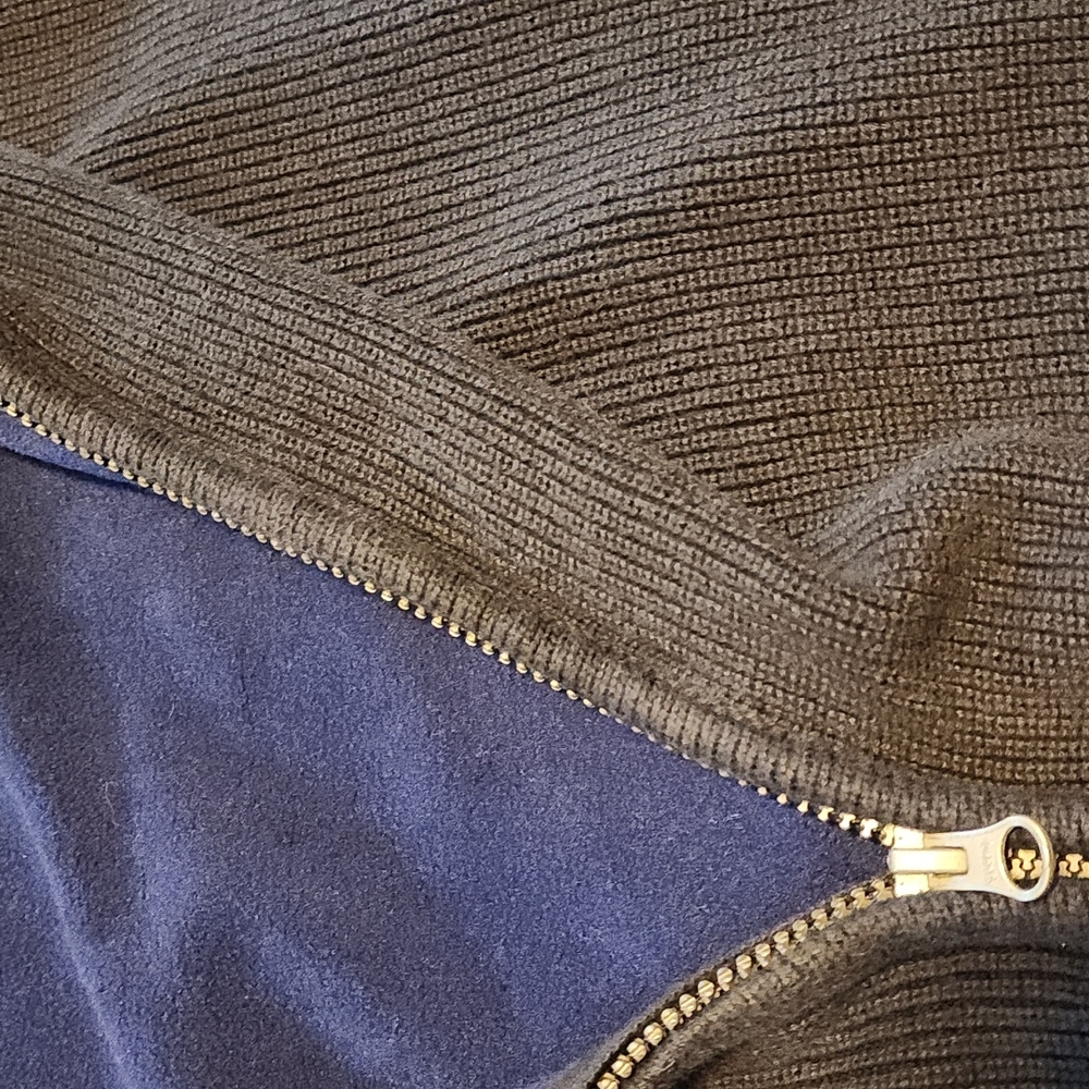 Chaps Fleece Zip Up Navy Sweater - Picture 3 of 4